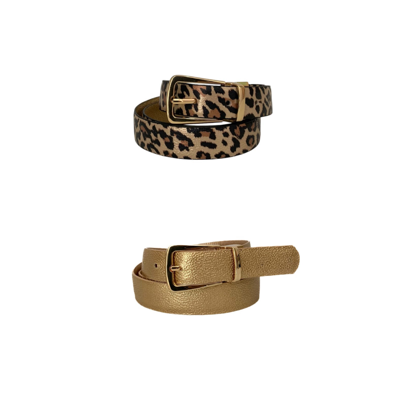 Cinturón Doble Faz Dorado X Animal Print Folia