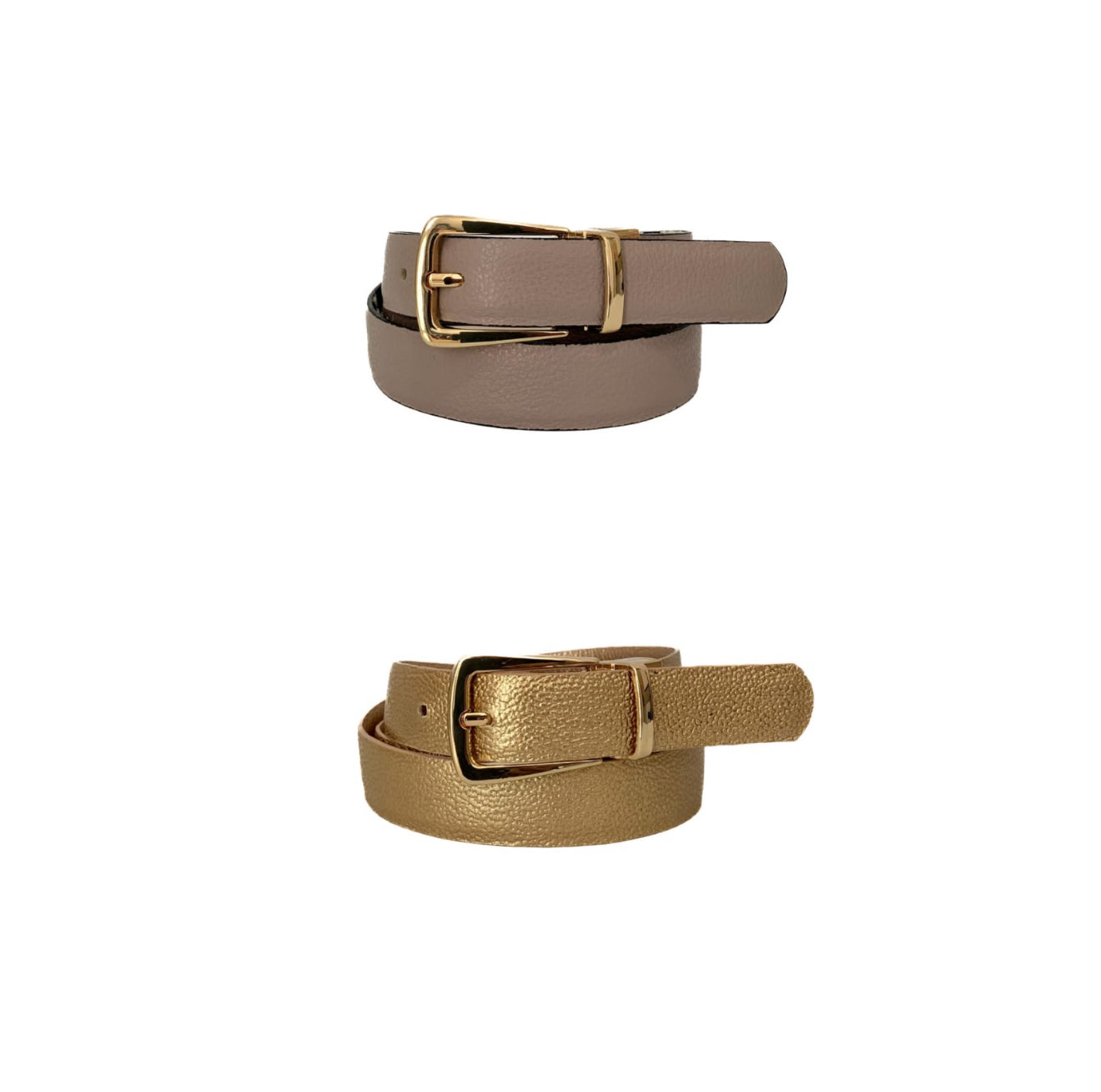 Cinturón Doble Faz Dorado x Taupe