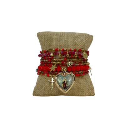 Set Pulsera Relicario Dije Corazón