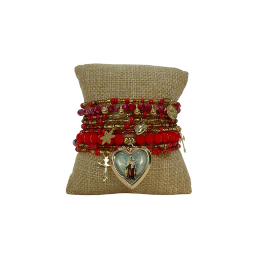 Set Pulsera Relicario Dije Corazón