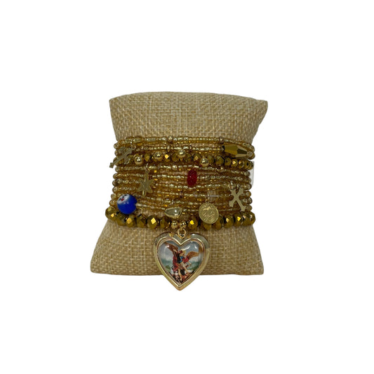 Set Pulsera Relicario Dije Corazón