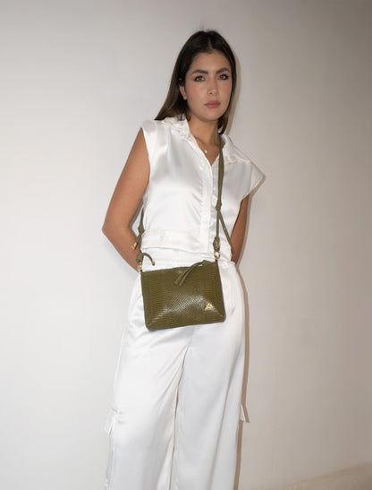 Bolso Alma Verde Con Textura